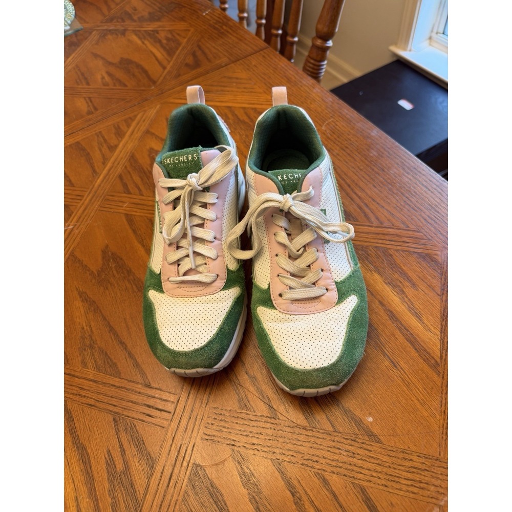 Skechers Women's Street Uno 2 Much Fun Casual Sneakers Size 8.5 Green Pink White